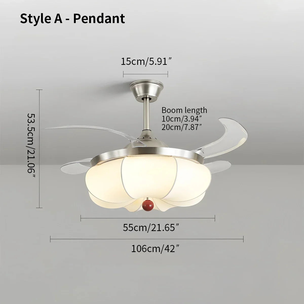Retro-Deckenventilator mit Stoffschirm und Licht für das Esszimmer | Desfino