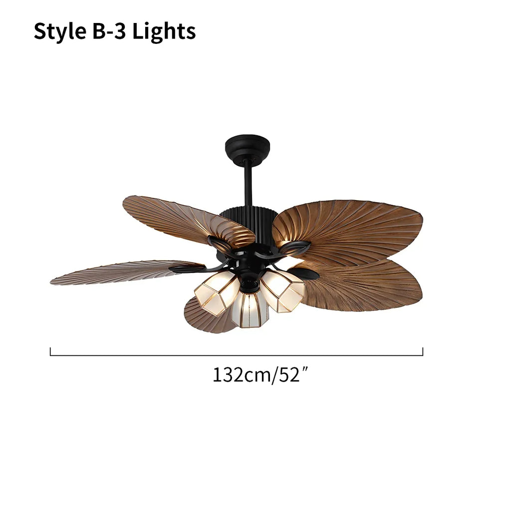 Tropical Palm Leaves Ceiling Fan with Light | Desfino