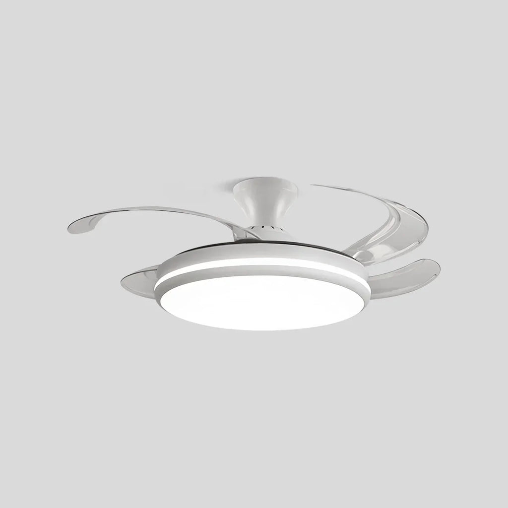 Moderner Deckenventilator mit Fernbedienung und transparenten Flügeln | Desfino