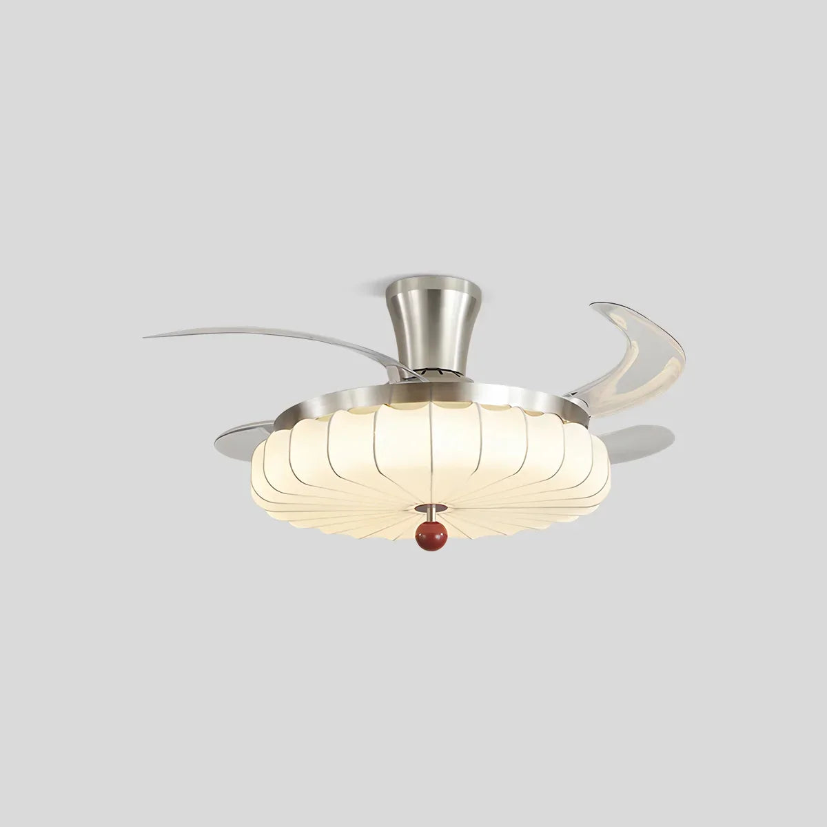 Retro-Deckenventilator mit Stoffschirm und Licht für das Esszimmer | Desfino