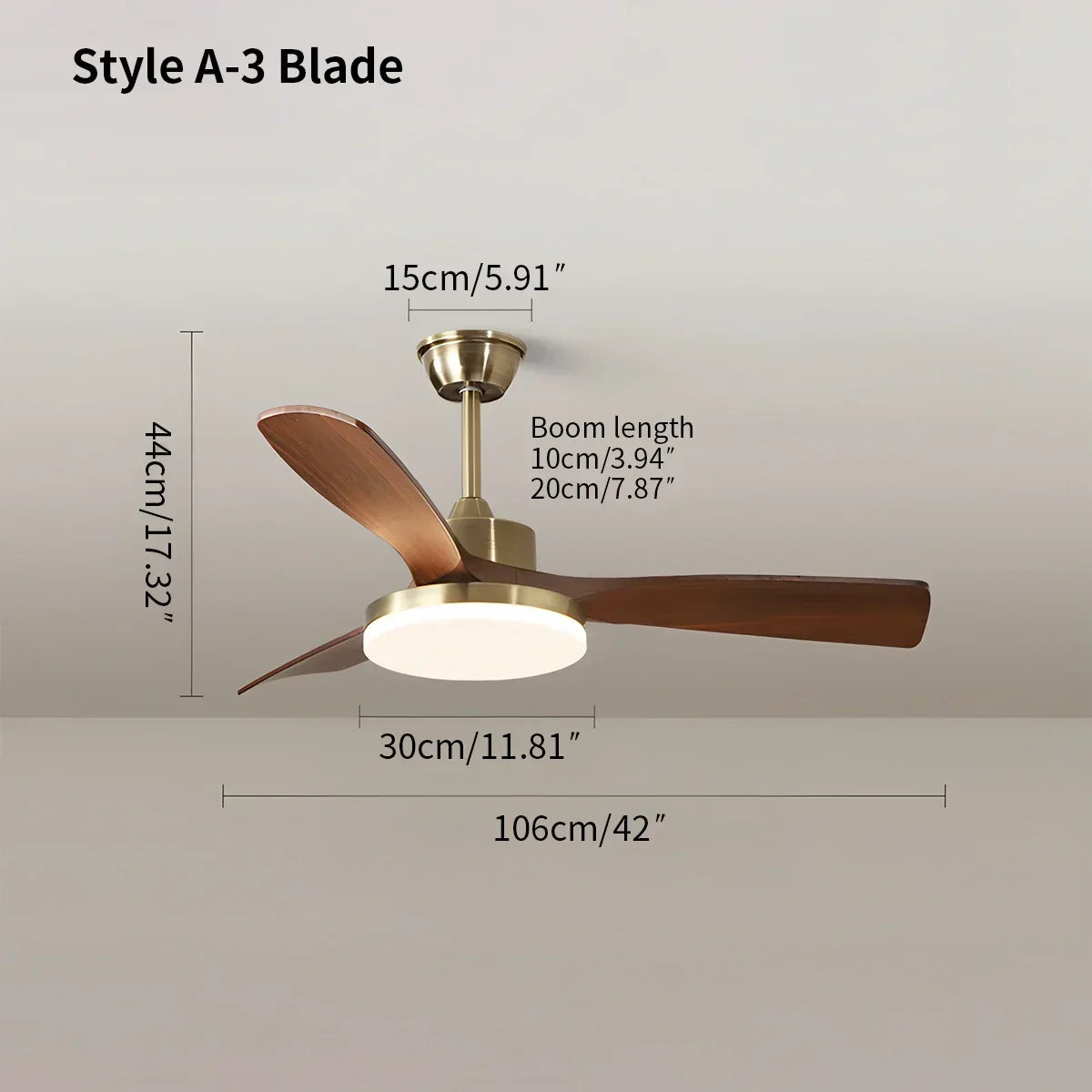 Moderner Deckenventilator mit 5 Flügeln, Licht und Fernbedienung | Desfino