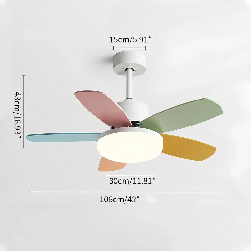 Nordic Colorful Leaf Ceiling Fan Light | Desfino