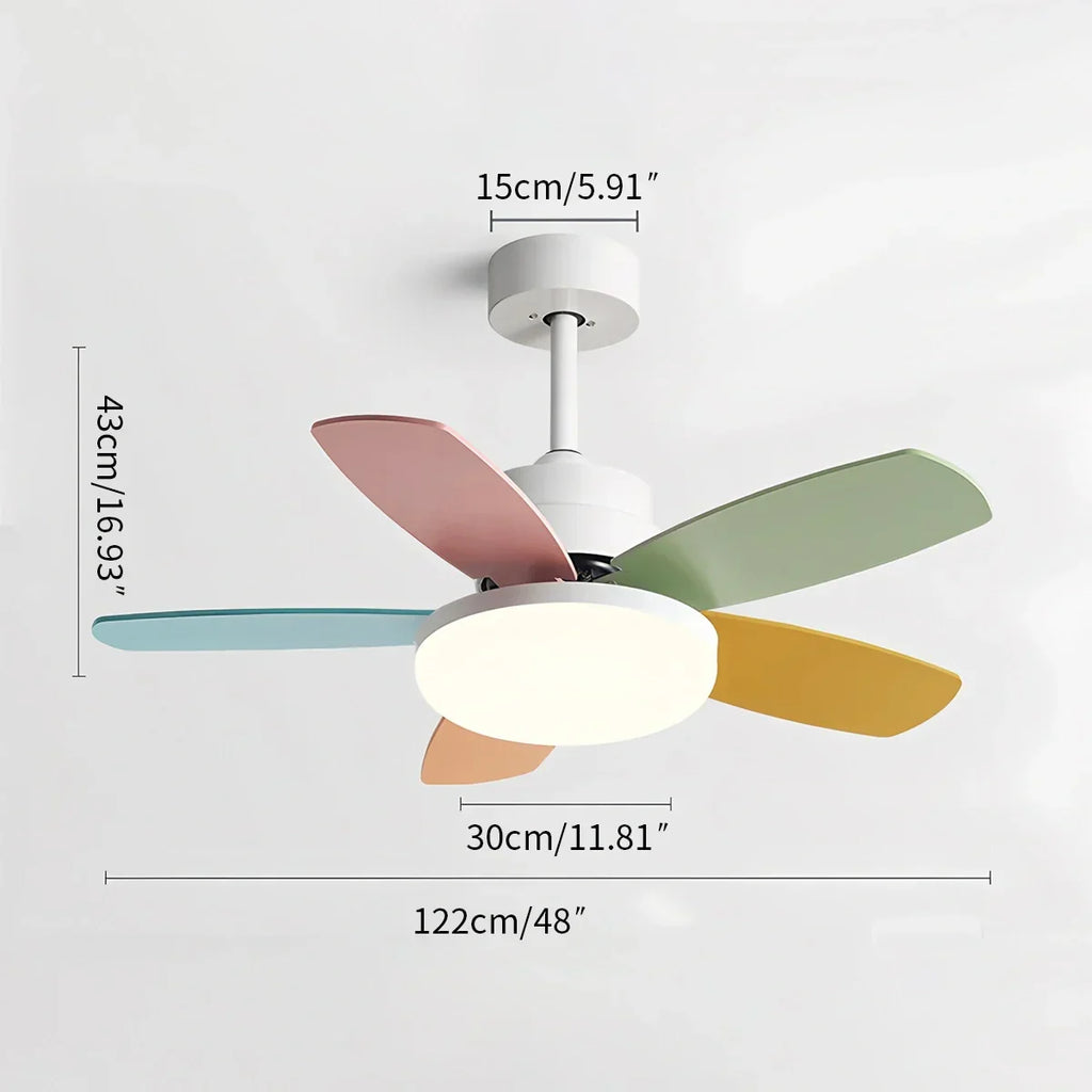 Nordic Colorful Leaf Ceiling Fan Light | Desfino