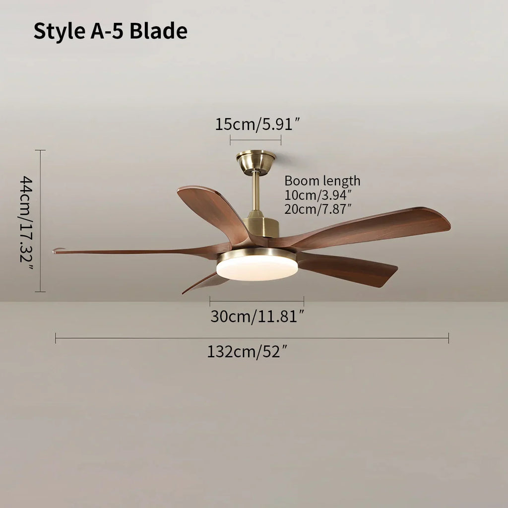 Moderner Deckenventilator mit 5 Flügeln, Licht und Fernbedienung | Desfino