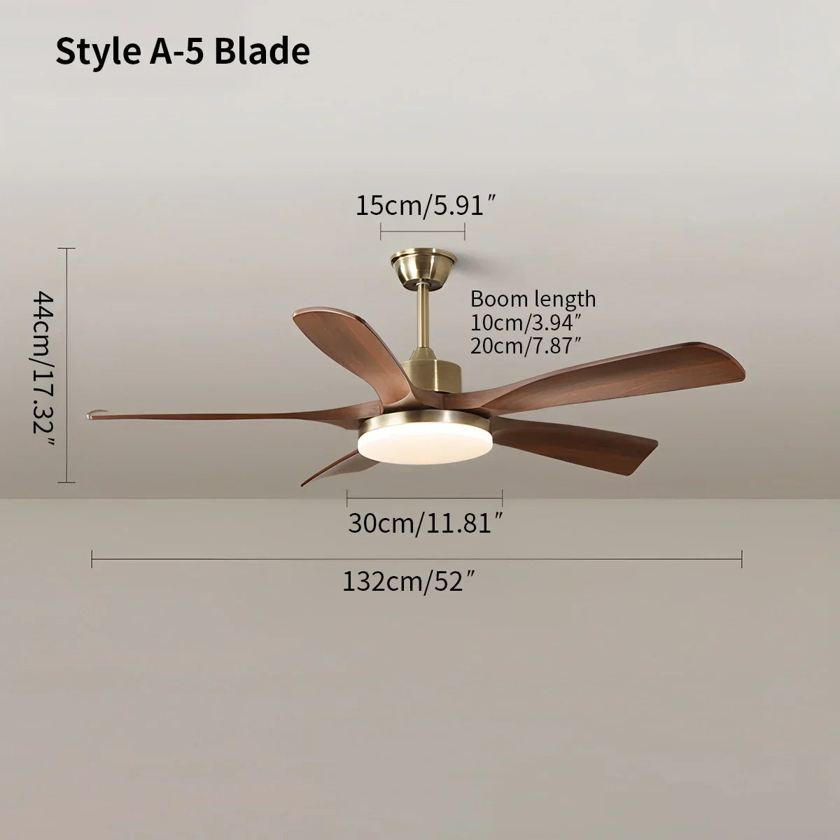 Moderner Deckenventilator mit 5 Flügeln, Licht und Fernbedienung | Desfino