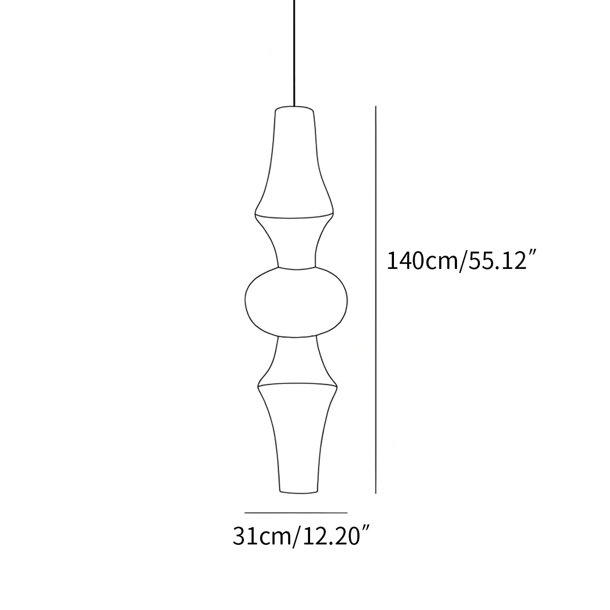Washi Paper Corner Pendant Light for High Ceilings | Desfino