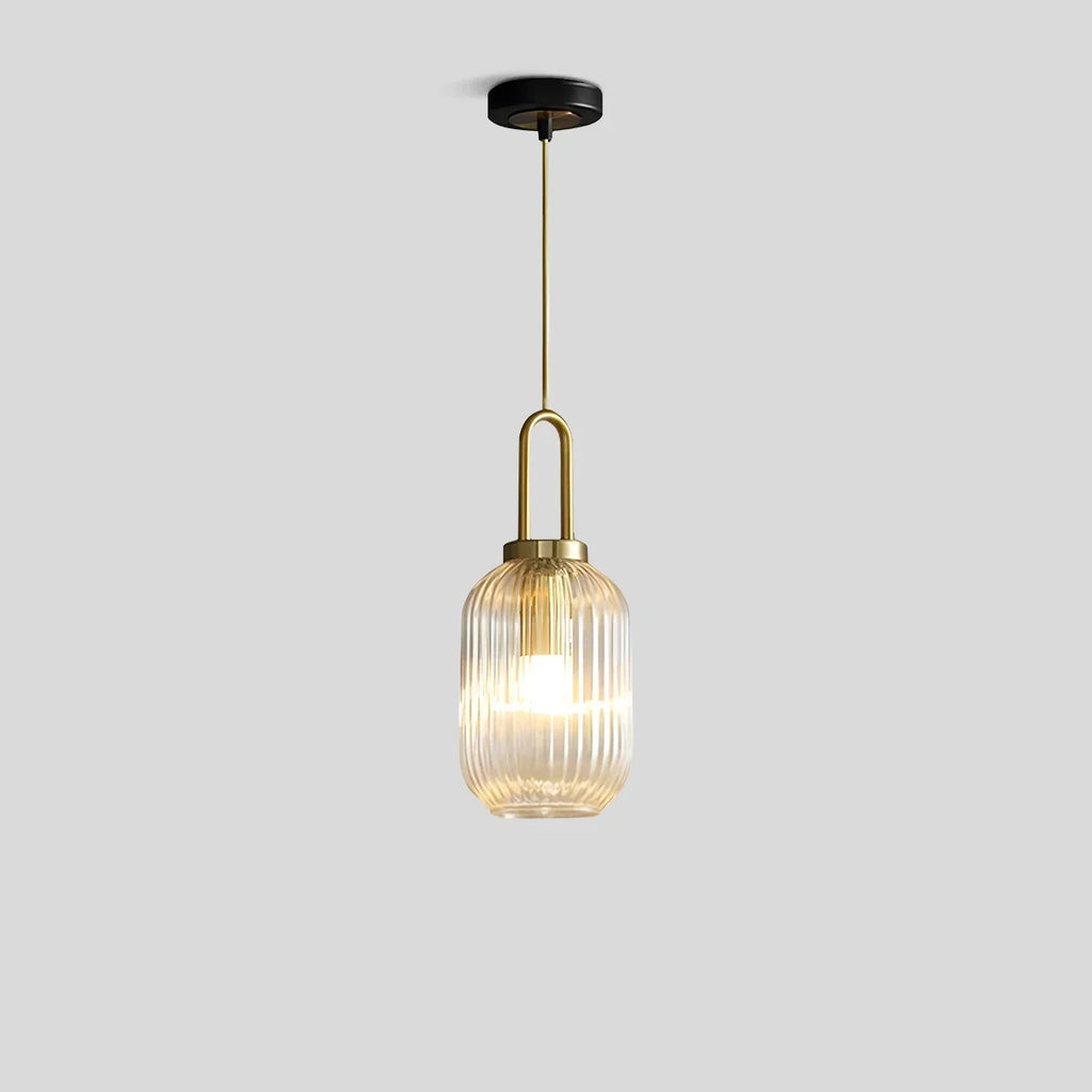 Modern Ribbed Clear Glass Pendant Light | Desfino