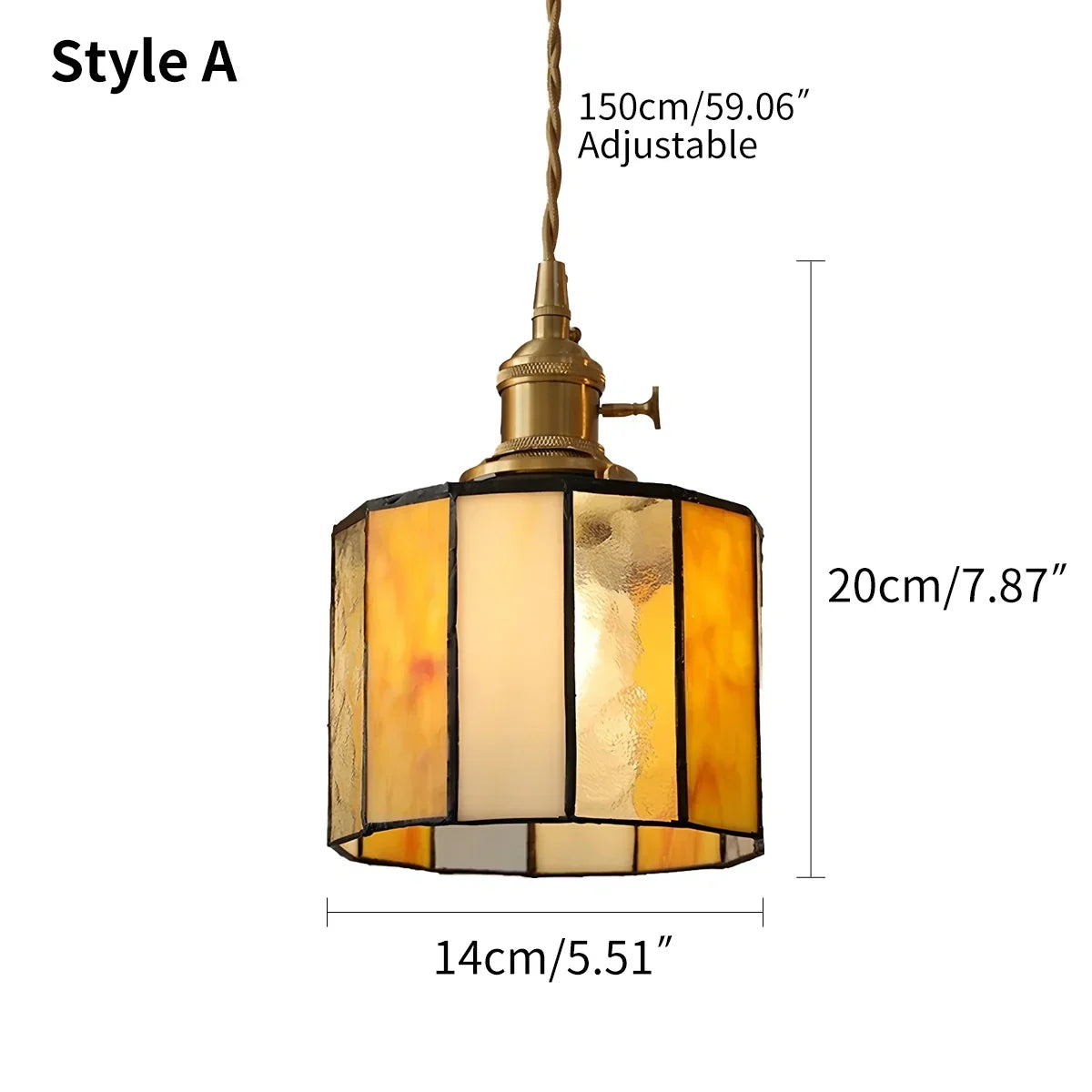 Vintage Brass Glass Pendant Light | Desfino