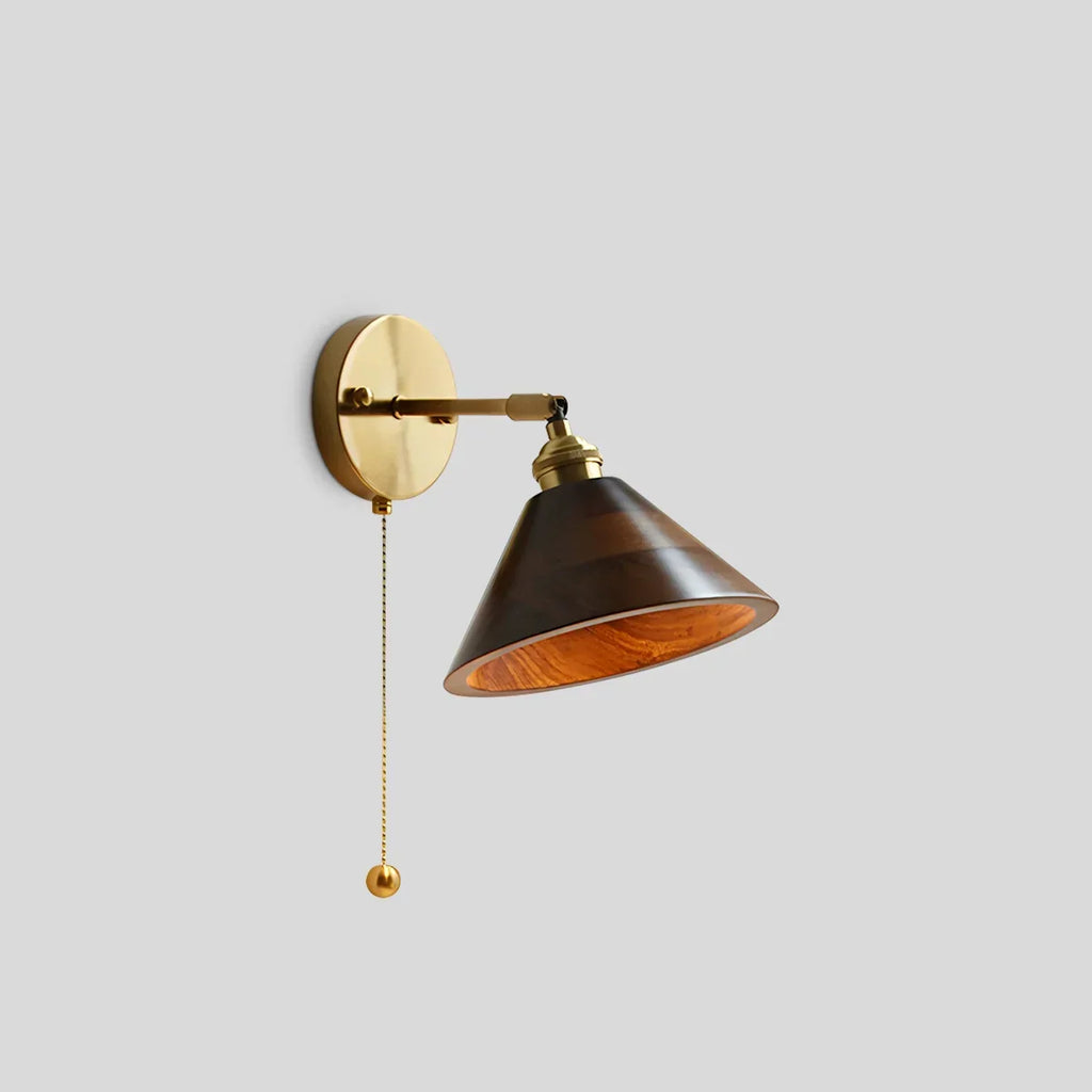 Vintage Wood Pull Chain Switch Wall Lamp | Desfino