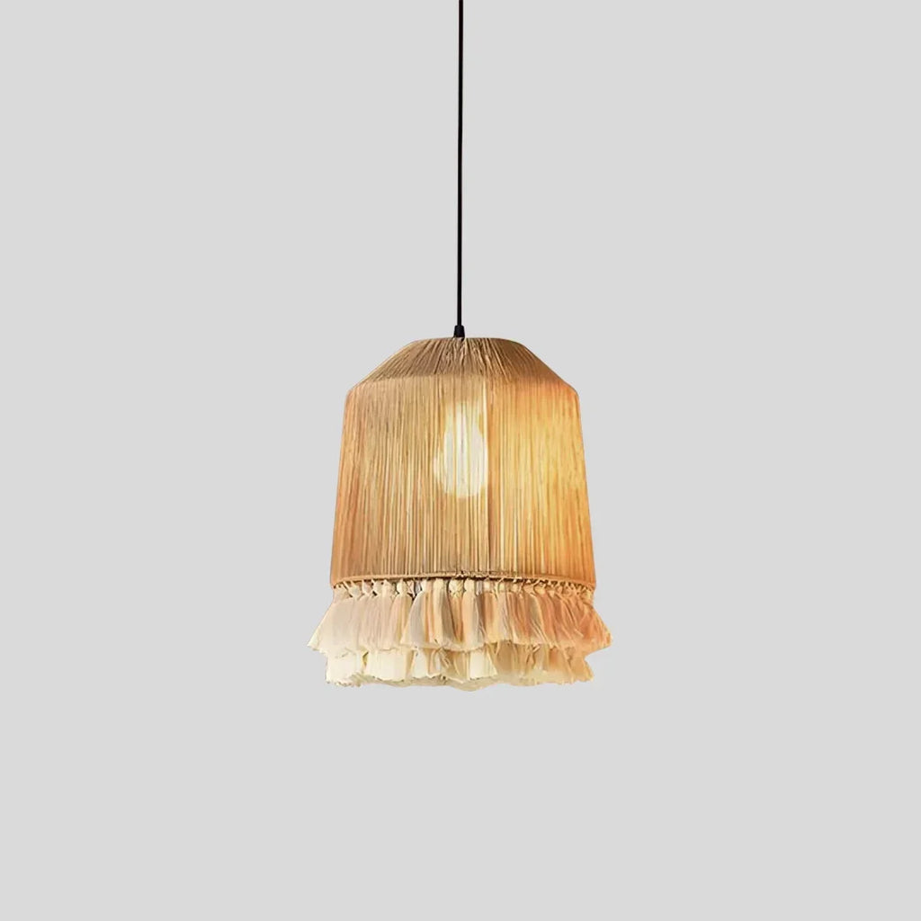 Boho-Vintage-Hängeleuchte mit Jutefransen | Desfino