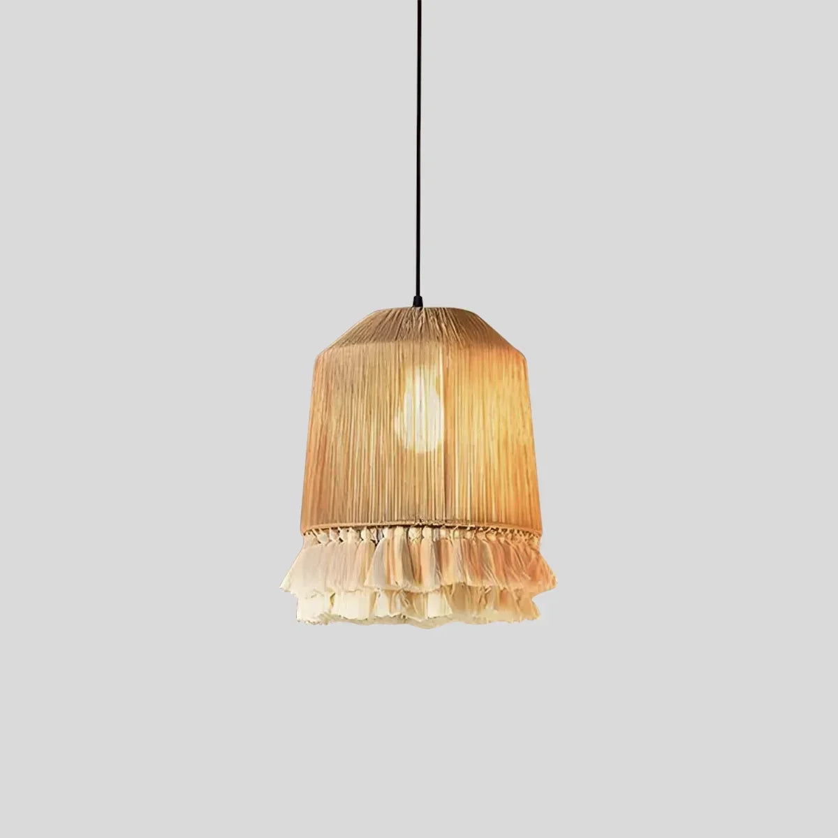 Boho-Vintage-Hängeleuchte mit Jutefransen | Desfino