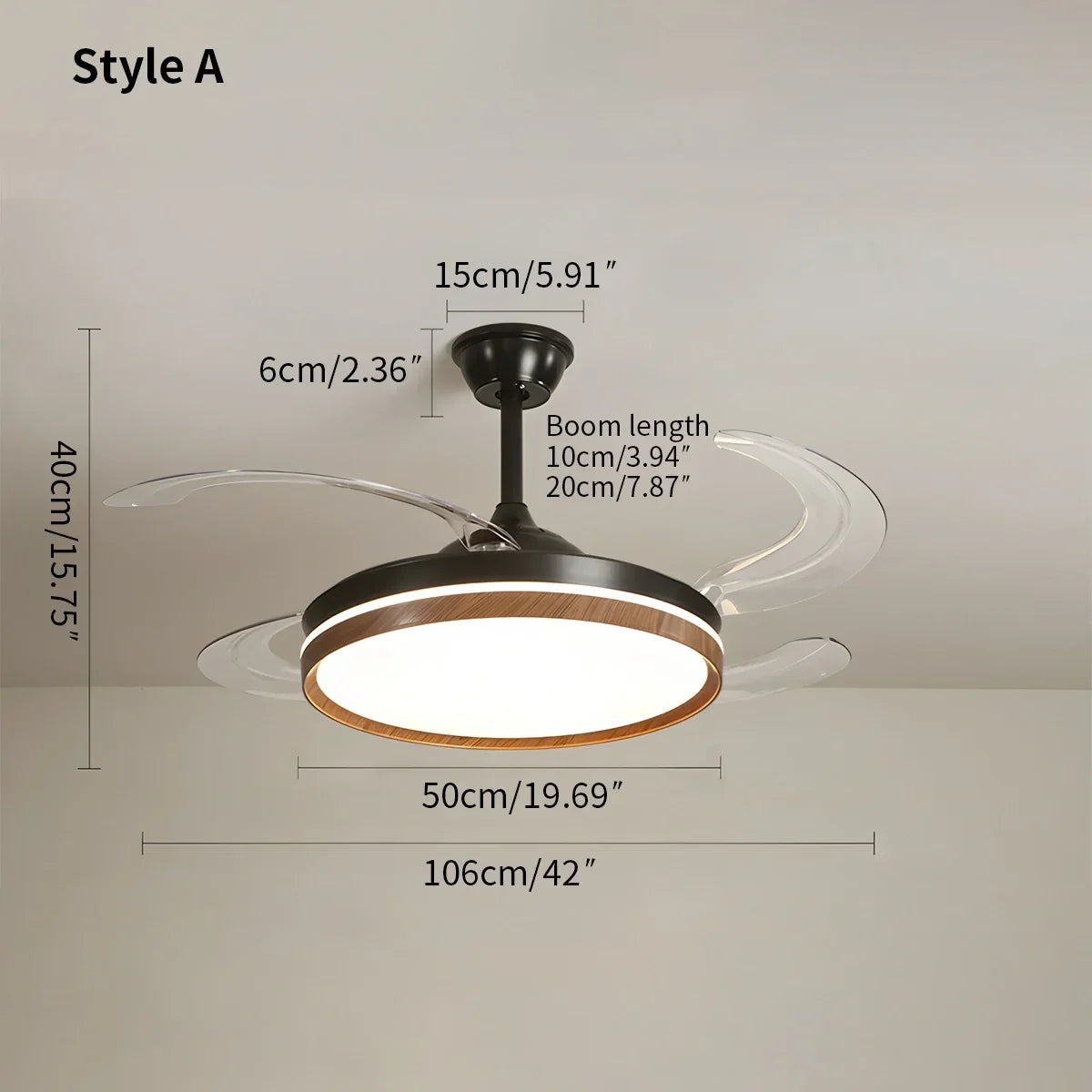 Retractable Blade Ceiling Fan with Light | Desfino