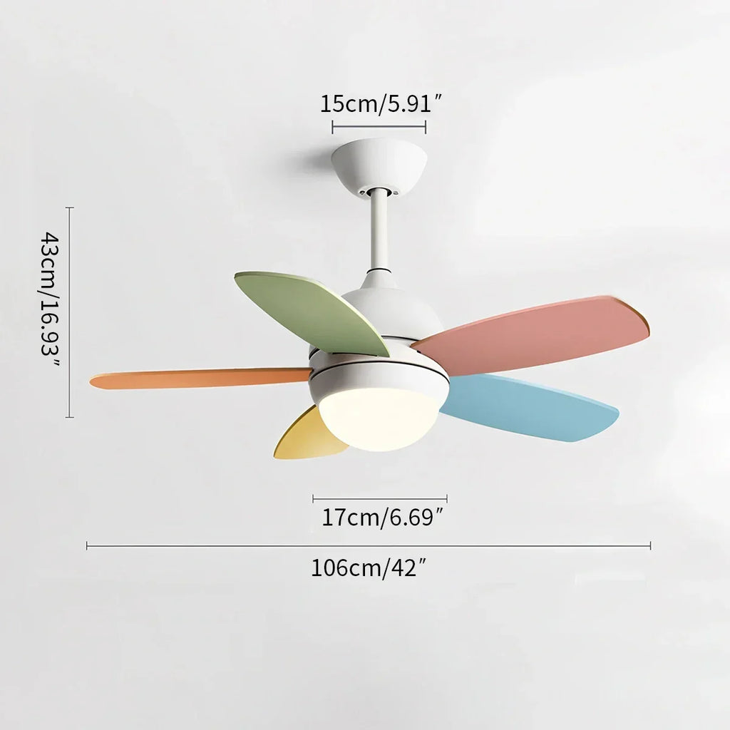 Nordic Colorful Leaf Ceiling Fan Light | Desfino