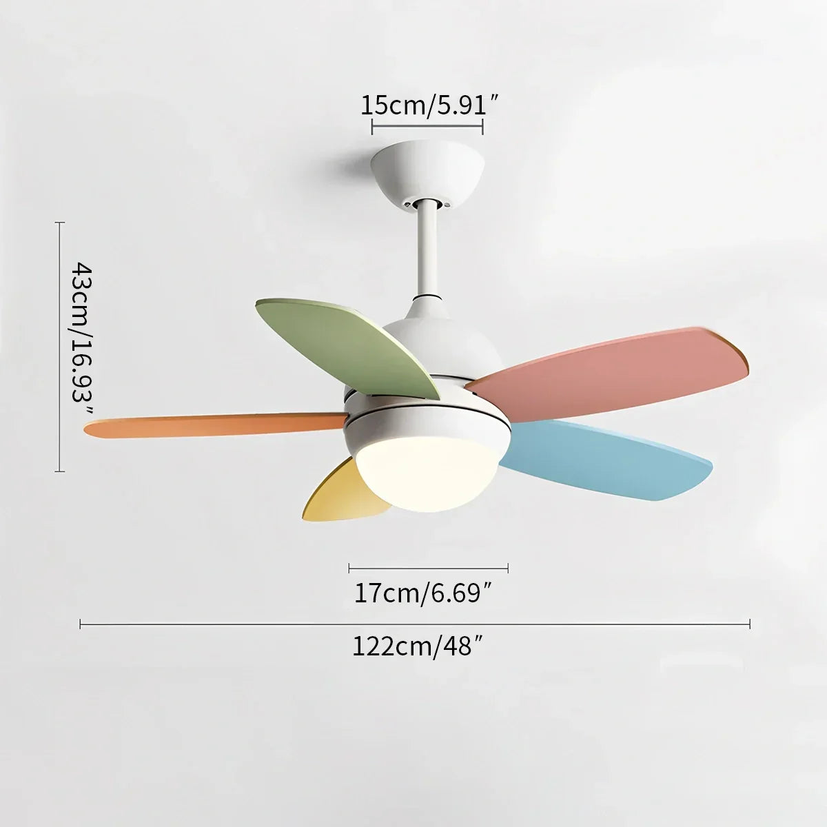 Nordic Colorful Leaf Ceiling Fan Light | Desfino