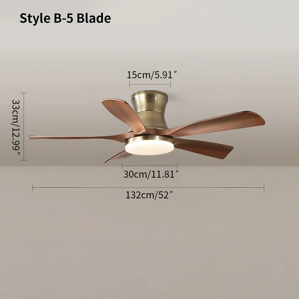 Moderner Deckenventilator mit 5 Flügeln, Licht und Fernbedienung | Desfino