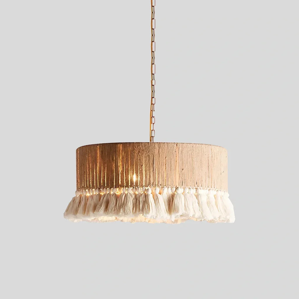 Boho-Vintage-Hängeleuchte mit Jutefransen | Desfino