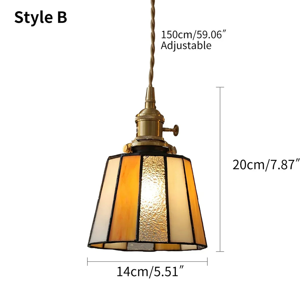 Vintage Brass Glass Pendant Light | Desfino