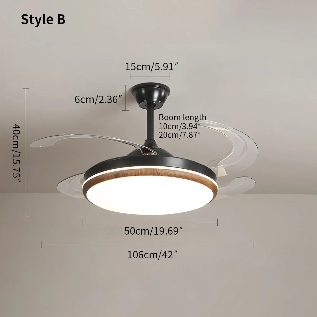 Retractable Blade Ceiling Fan with Light | Desfino