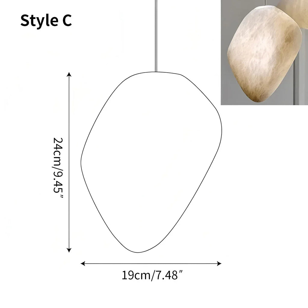 Moderne Pendelleuchte aus spanischem Alabaster in Kieselform | Desfino