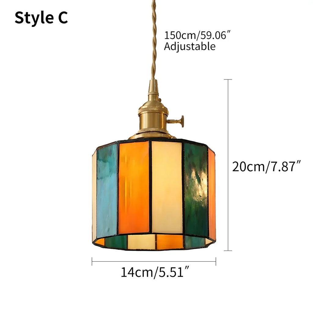 Vintage Brass Glass Pendant Light | Desfino