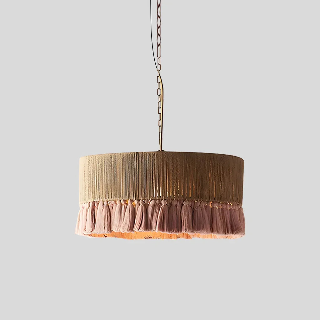 Boho-Vintage-Hängeleuchte mit Jutefransen | Desfino