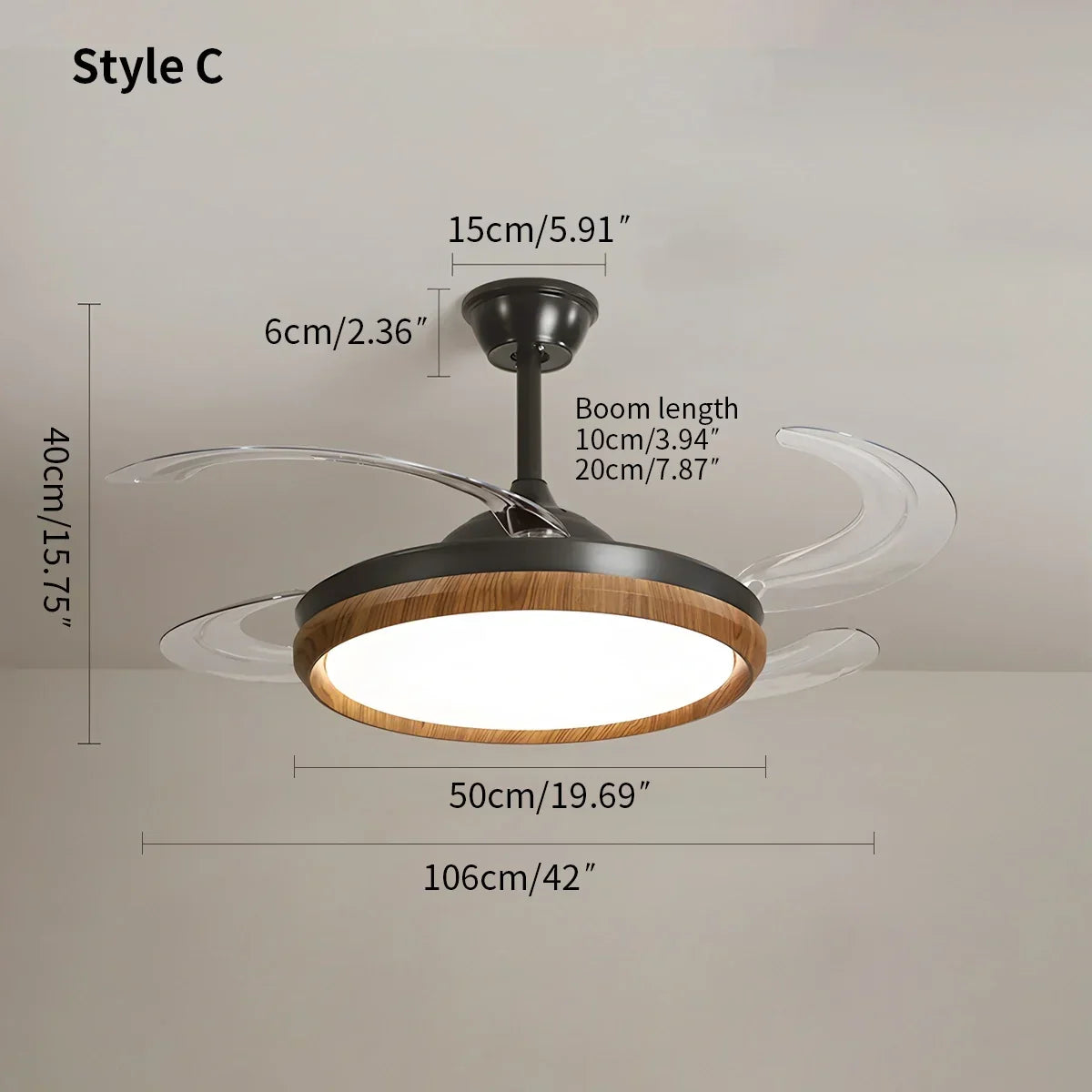 Retractable Blade Ceiling Fan with Light | Desfino