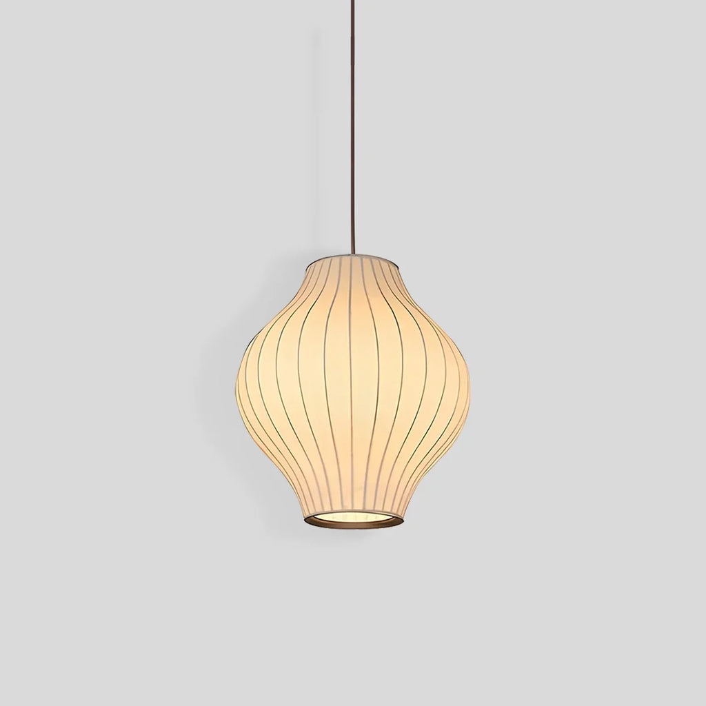 Vintage-LED-Pendelleuchte aus Seide in Laternenform | Desfino