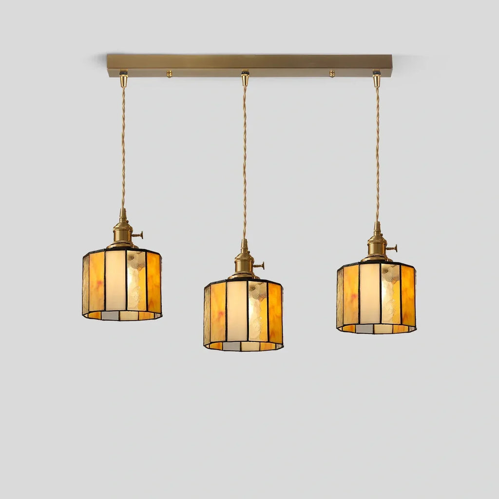 Vintage Brass Glass Pendant Light | Desfino
