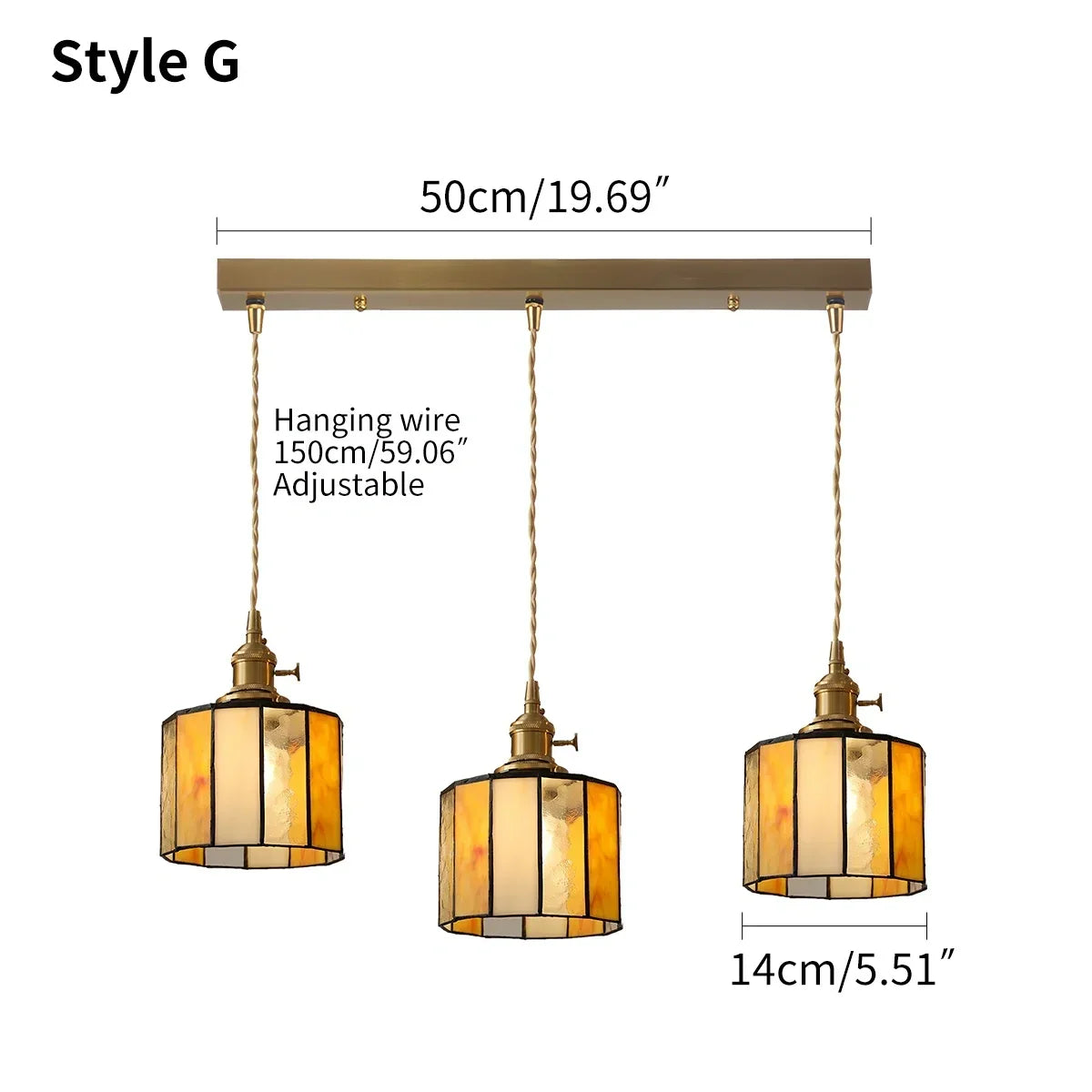 Vintage Brass Glass Pendant Light | Desfino