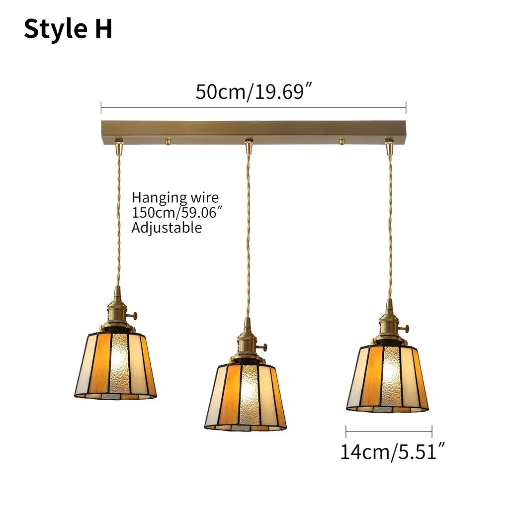 Vintage Brass Glass Pendant Light | Desfino
