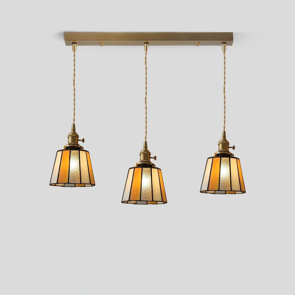Vintage Brass Glass Pendant Light | Desfino