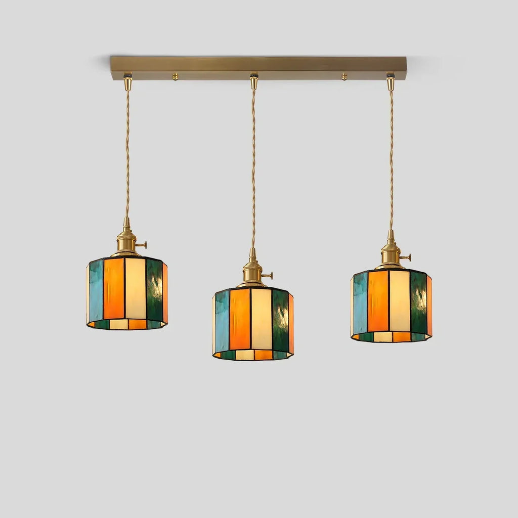 Vintage Brass Glass Pendant Light | Desfino