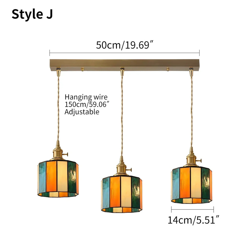 Vintage Brass Glass Pendant Light | Desfino