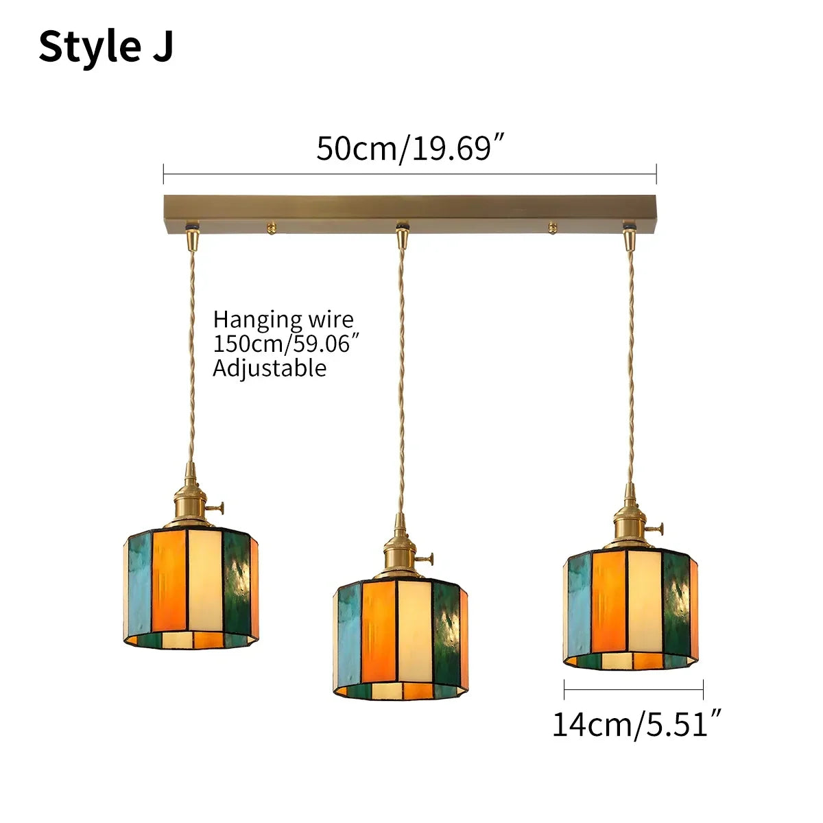Vintage Brass Glass Pendant Light | Desfino