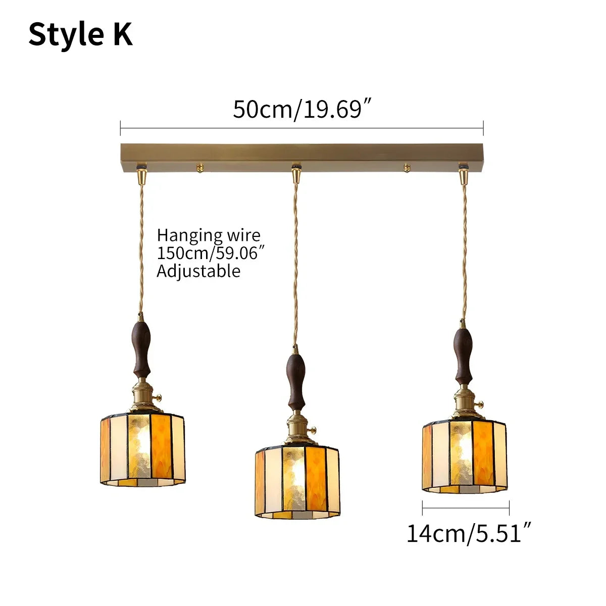 Vintage Brass Glass Pendant Light | Desfino