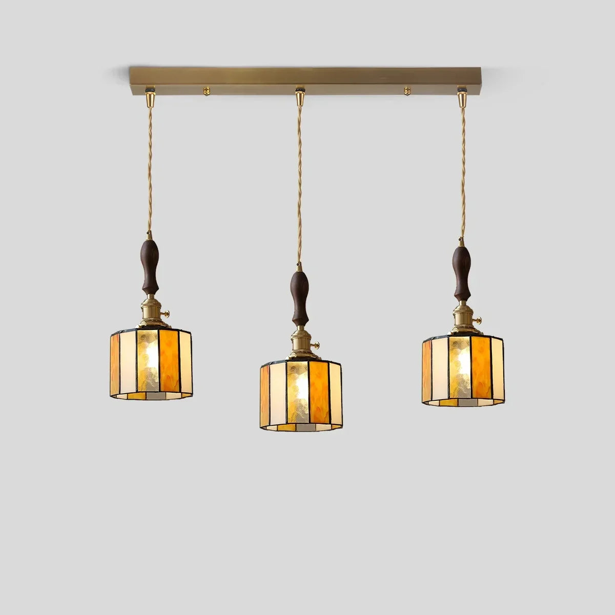 Vintage Brass Glass Pendant Light | Desfino