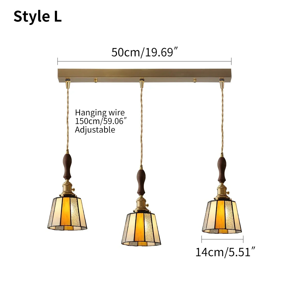 Vintage Brass Glass Pendant Light | Desfino