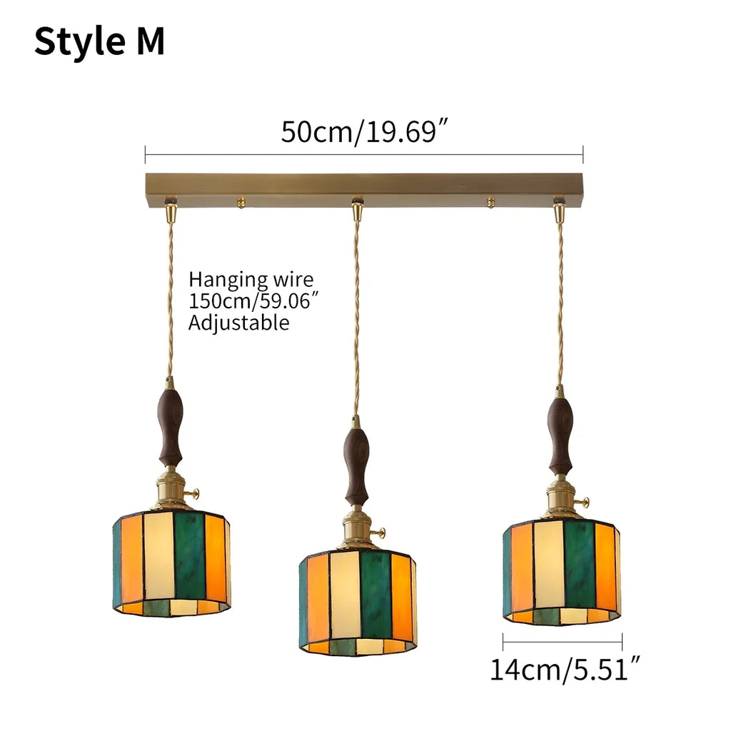 Vintage Brass Glass Pendant Light | Desfino