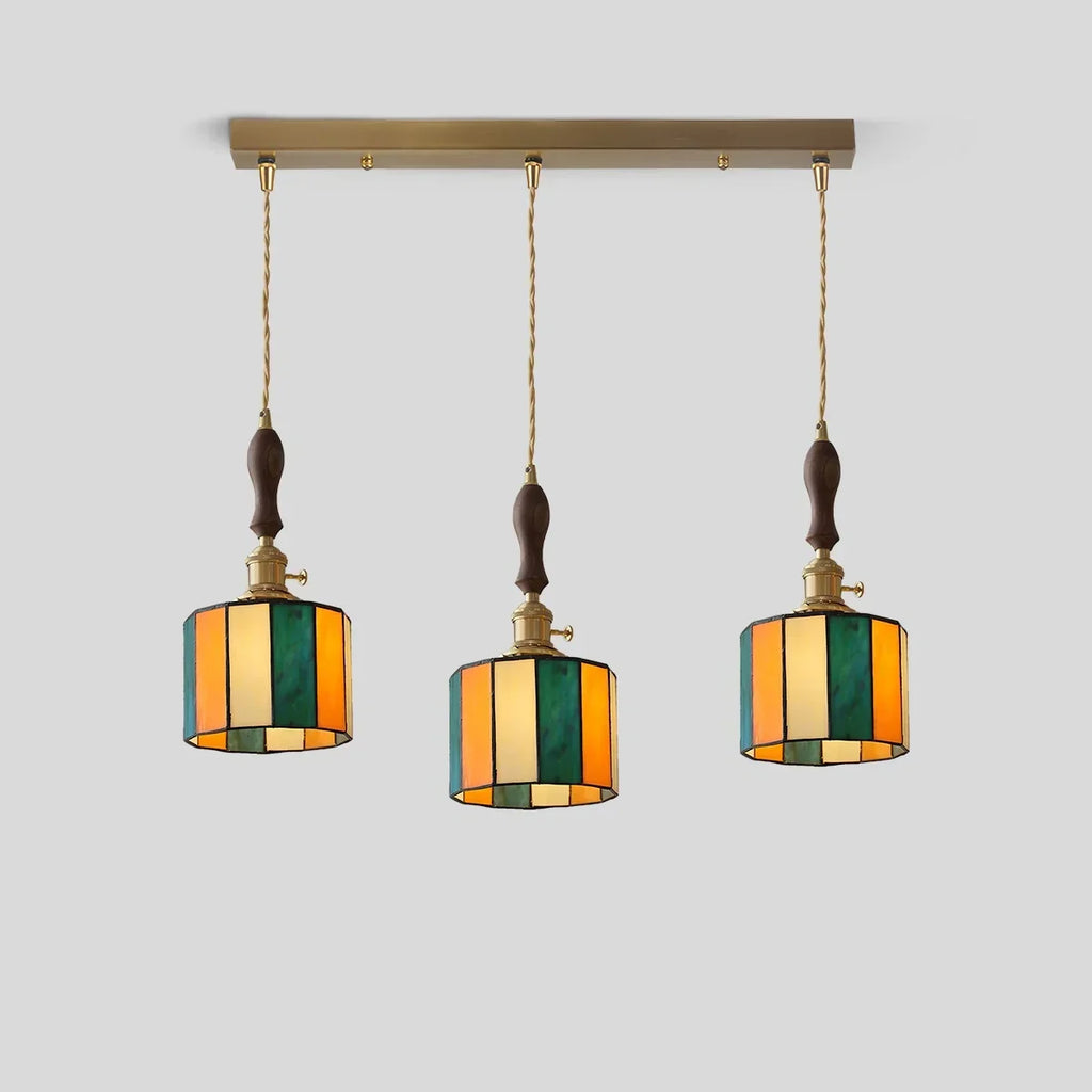 Vintage Brass Glass Pendant Light | Desfino
