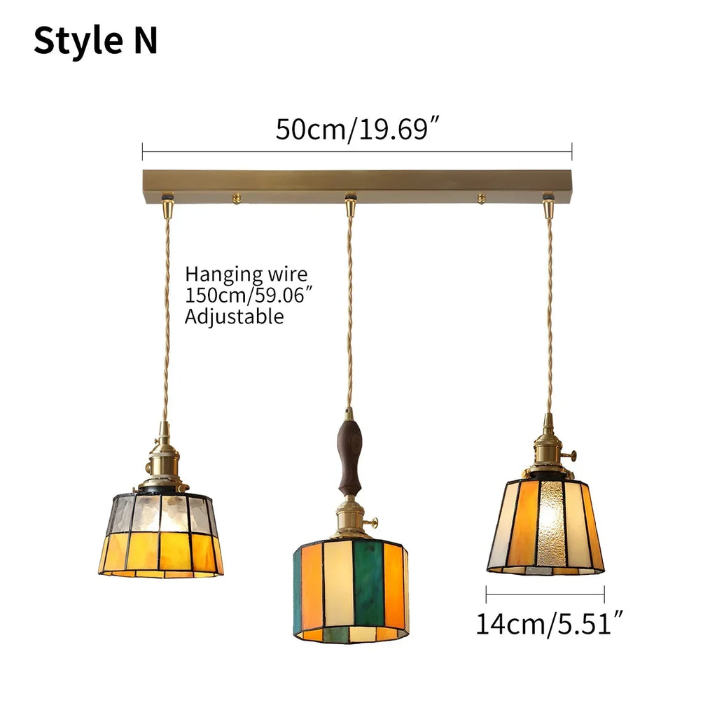Vintage Brass Glass Pendant Light | Desfino
