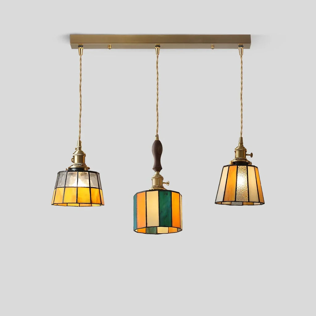 Vintage Brass Glass Pendant Light | Desfino