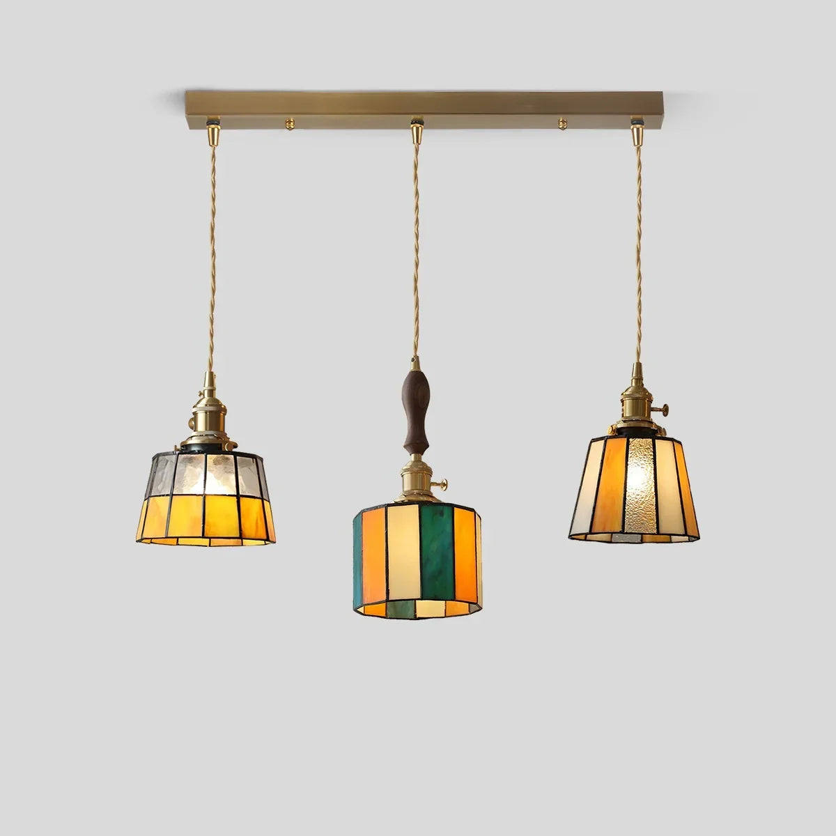 Vintage Brass Glass Pendant Light | Desfino