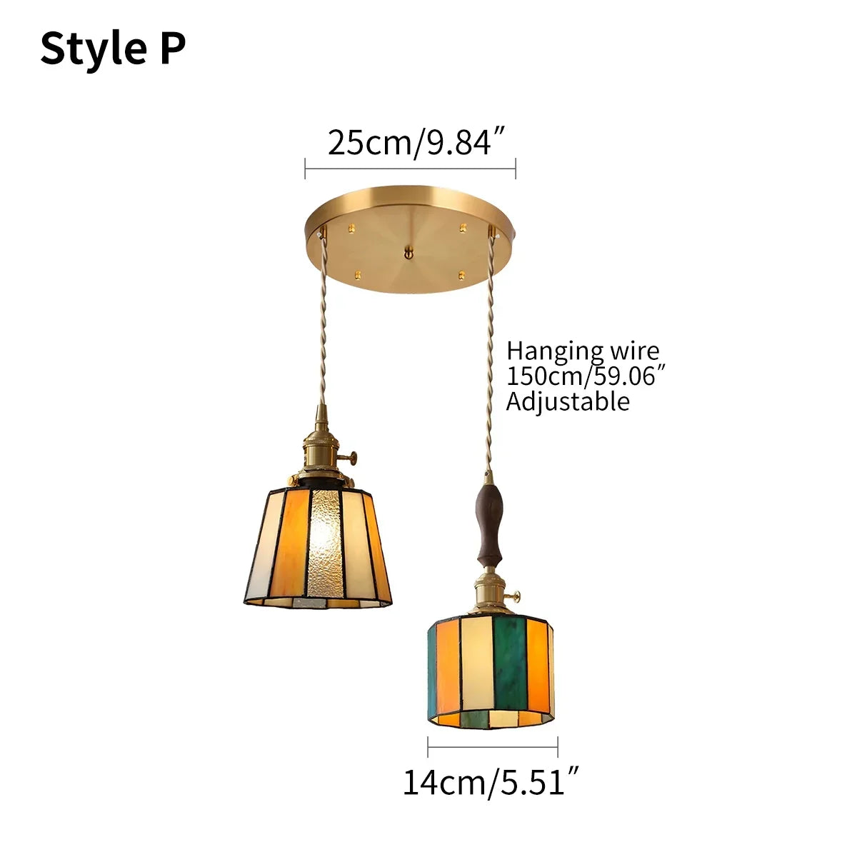 Vintage Brass Glass Pendant Light | Desfino