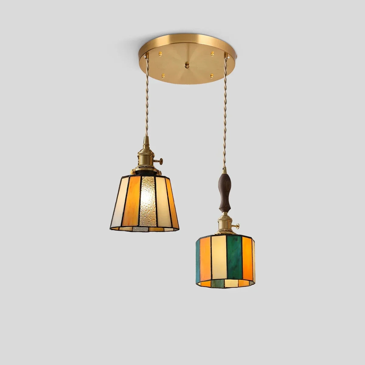 Vintage Brass Glass Pendant Light | Desfino