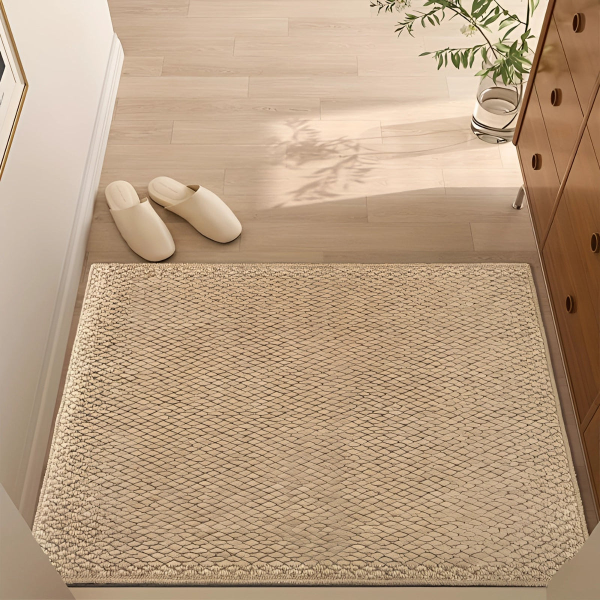 Large Beige Indoor Doormat — Washable, Eco-Friendly, Non-Slip - Desfino