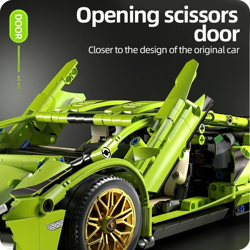 Kit da 1280 pezzi per costruire e gareggiare con una supercar wireless in scala 1:14 - Desfino