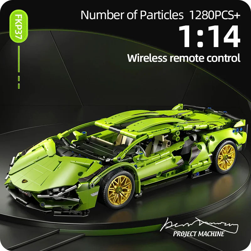 Kit da 1280 pezzi per costruire e gareggiare con una supercar wireless in scala 1:14 - Desfino