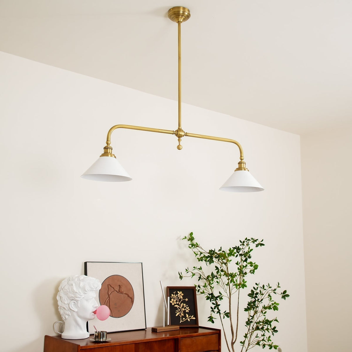 Candeeiro suspenso de vidro vintage AstraVex — Abat-jour branco, design de duas lâmpadas - Desfino