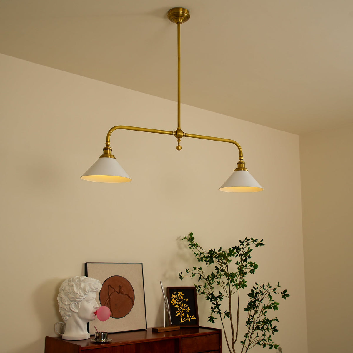 Candeeiro suspenso de vidro vintage AstraVex — Abat-jour branco, design de duas lâmpadas - Desfino