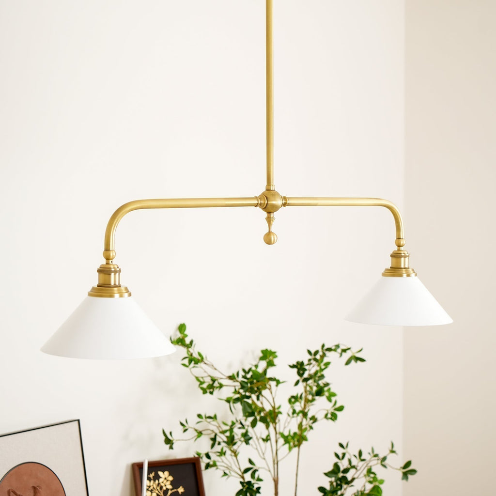 Candeeiro suspenso de vidro vintage AstraVex — Abat-jour branco, design de duas lâmpadas - Desfino